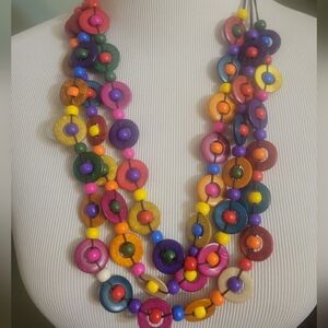 Colorful Distressed Beaded Necklace